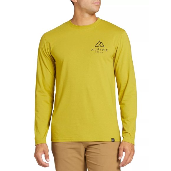 Alpine Design Men's Long Sleeve Graphic T-Shirt Tree Moss Medium Mountains Woods - Picture 2 of 2